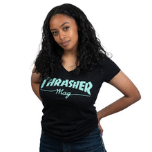 Load image into Gallery viewer, Thrasher Magazine Mag Logo V-neck T-shirt Girl Woman Skate Skateboarding Skateboard Clothing Wear Maroc Morocco Skateshop Shop Skatemarket
